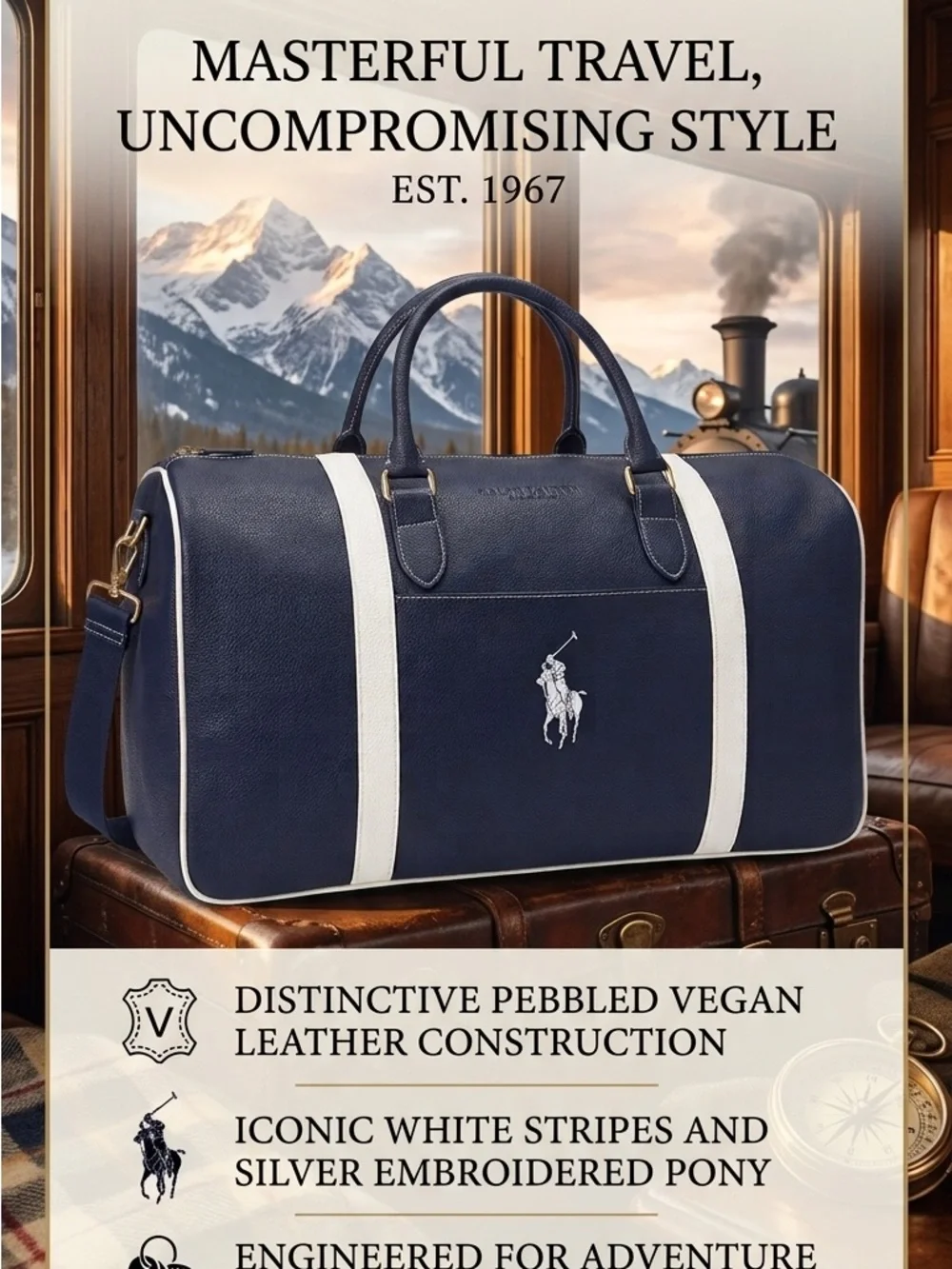 Polo by Ralph Lauren Navy and White Duffel Bag